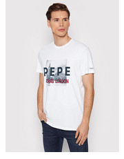 T-shirt - koszulka męska T-Shirt Randall PM508017 Biały Regular Fit - modivo.pl Pepe Jeans