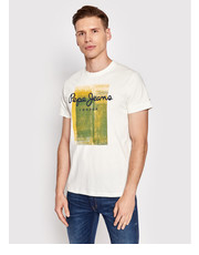 T-shirt - koszulka męska T-Shirt Sawyer PM508542 Biały Regular Fit - modivo.pl Pepe Jeans