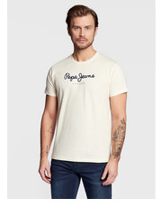 T-shirt - koszulka męska T-Shirt Eggo PM508208 Beżowy Regular Fit - modivo.pl Pepe Jeans