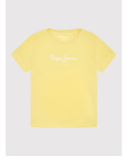 Bluzka T-Shirt Hana Glitter PG501567 Żółty Regular Fit - modivo.pl Pepe Jeans