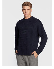 Sweter męski Sweter Aran Structure Cable MW0MW28042 Granatowy Relaxed Fit - modivo.pl Tommy Hilfiger