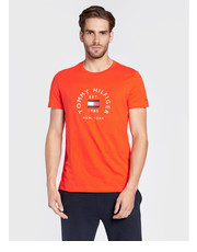 T-shirt - koszulka męska T-Shirt Flag Arch MW0MW27909 Pomarańczowy Slim Fit - modivo.pl Tommy Hilfiger