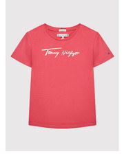 Bluzka T-Shirt Script Print KG0KG06301 D Różowy Regular Fit - modivo.pl Tommy Hilfiger