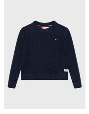 Sweter Sweter Chenille Cable KG0KG06908 Granatowy Regular Fit - modivo.pl Tommy Hilfiger