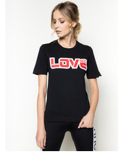 Bluzka T-Shirt W4F152AM 3876 Czarny Regular Fit - modivo.pl Love Moschino
