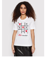Bluzka T-Shirt W4F153JM 3876 Biały Regular Fit - modivo.pl Love Moschino