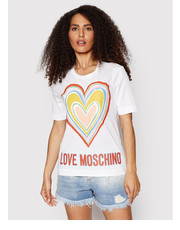 Bluzka T-Shirt W4F153OM 3876 Biały Regular Fit - modivo.pl Love Moschino