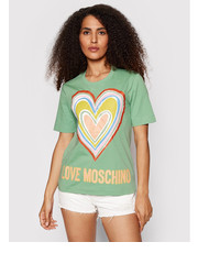 Bluzka T-Shirt W4F153OM 3876 Zielony Regular Fit - modivo.pl Love Moschino