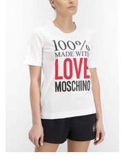 Bluzka T-Shirt W4F151IM3517 Biały Regular Fit - modivo.pl Love Moschino