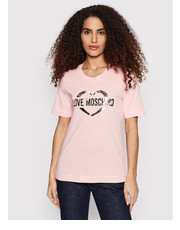 Bluzka T-Shirt W4F153NM3876 Różowy Regular FIt - modivo.pl Love Moschino