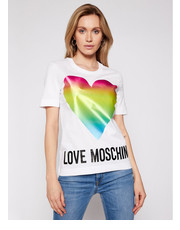 Bluzka T-Shirt W4F152TM 3876 Biały Regular Fit - modivo.pl Love Moschino