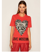 Bluzka T-Shirt W4F152LM 3876 Czerwony Regular Fit - modivo.pl Love Moschino