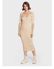 Sukienka Sukienka dzianinowa K20K205037 Beżowy Slim Fit - modivo.pl Calvin Klein 