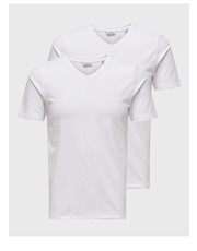 T-shirt - koszulka męska Komplet 2 t-shirtów Basic 22021926 Biały Slim Fit - modivo.pl Only & Sons
