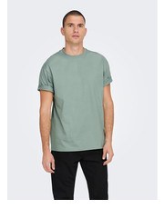 T-shirt - koszulka męska T-Shirt Fred 22022532 Zielony Relaxed Fit - modivo.pl Only & Sons