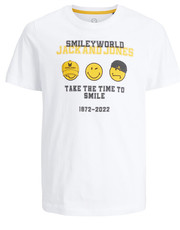 Bluzka Jack&Jones Junior T-Shirt SMILEY WORLD 12223445 Biały Regular Fit - modivo.pl Jack & Jones