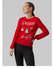 Sweter Sweter Merryxmas 10272463 Czerwony Regular Fit - modivo.pl Vero Moda