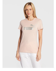 Bluzka T-Shirt Essentials+ Metallic Logo 848303 Różowy Regular Fit - modivo.pl Puma