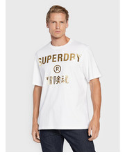 T-shirt - koszulka męska T-Shirt Corporate Logo M1011253A Biały Regular Fit - modivo.pl Superdry