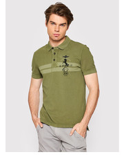 T-shirt - koszulka męska Polo 221PO1621P212 Zielony Regular Fit - modivo.pl Aeronautica Militare