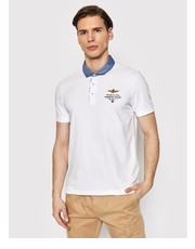 T-shirt - koszulka męska Polo 221PO1623J506 Biały Regular Fit - modivo.pl Aeronautica Militare