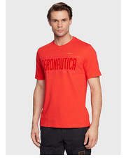 T-shirt - koszulka męska T-Shirt 222TS2047J550 Czerwony Comfort Fit - modivo.pl Aeronautica Militare