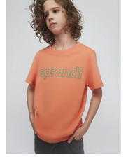 Bluzka T-Shirt SS21-TSB003 Pomarańczowy Regular Fit - modivo.pl Sprandi