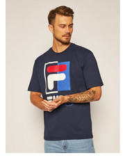 T-shirt - koszulka męska T-Shirt Saku 687475 Granatowy Regular Fit - modivo.pl Fila