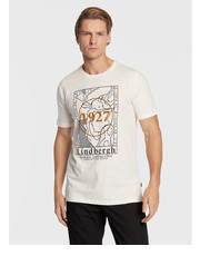 T-shirt - koszulka męska T-Shirt 30-420123 Biały Regular Fit - modivo.pl Lindbergh