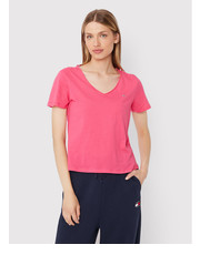 Bluzka T-Shirt DW0DW09195 Różowy Slim Fit - modivo.pl Tommy Jeans
