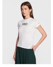Bluzka T-Shirt DW0DW14378 Biały Slim Fit - modivo.pl Tommy Jeans