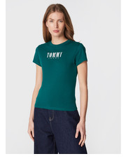 Bluzka T-Shirt Baby Essential Logo DW0DW14378 Zielony Slim Fit - modivo.pl Tommy Jeans