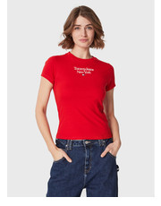 Bluzka T-Shirt Essential Logo DW0DW14899 Czerwony Regular Fit - modivo.pl Tommy Jeans