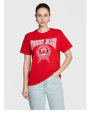 Bluzka T-Shirt Varsity DW0DW14919 Czerwony Loose Fit - modivo.pl Tommy Jeans