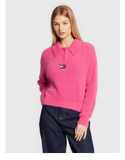 Sweter Sweter Furry DW0DW14320 Różowy Cropp Fit - modivo.pl Tommy Jeans