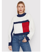 Sweter Sweter Crop Flag Rwb DW0DW12029 Beżowy Boxy Fit - modivo.pl Tommy Jeans