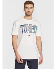 T-shirt - koszulka męska T-Shirt Classic Tartan DM0DM15666 Biały Classic Fit - modivo.pl Tommy Jeans