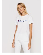 Bluzka T-Shirt Script Logo 110992 Biały Heritage Fit - modivo.pl Champion