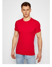 T-shirt - koszulka męska T-Shirt Girocollo AUU04023 Czerwony Slim Fit - modivo.pl Versace