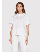 Bluzka T-Shirt Logo Tape 221W1701 Biały Relaxed Fit - modivo.pl Karl Lagerfeld
