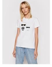 Bluzka T-Shirt Ikonik & Choupette 210W1724 Biały Regular Fit - modivo.pl Karl Lagerfeld