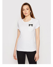 Bluzka T-Shirt Ikonik Karl Pocket 210W1720 Biały Regular Fit - modivo.pl Karl Lagerfeld