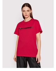 Bluzka T-Shirt Ikonik Animal Logo 220W1780 Różowy Regular Fit - modivo.pl Karl Lagerfeld