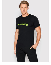 T-shirt - koszulka męska T-Shirt 22II1P0F0176307 Czarny Regular Fit - modivo.pl Iceberg