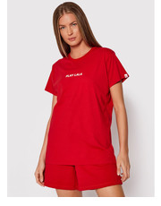 Bluzka T-Shirt Classic PL-KO-CL-00241 Czerwony Regular Fit - modivo.pl Plny Lala