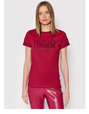Bluzka T-Shirt Rhinestone Logo 50461532 Bordowy Slim Fit - modivo.pl Hugo