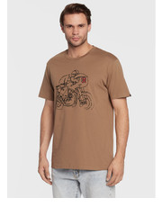 T-shirt - koszulka męska T-Shirt Riding DMF221380E Brązowy Regular Fit - modivo.pl Deus Ex Machina