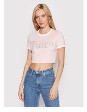 Bluzka T-Shirt Ringer JCWS122080 Różowy Slim Fit - modivo.pl Juicy Couture
