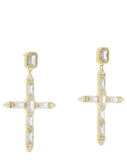 Kolczyki Luv AJ Kolczyki Baguette Cross Earrings FW22-E-BCE-G Złoty - modivo.pl Luv Aj
