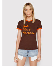 Bluzka T-Shirt Sole Mare Vacanze Vintage 2022-DRV-070_BO Brązowy Fitted Fit - modivo.pl Drivemebikini